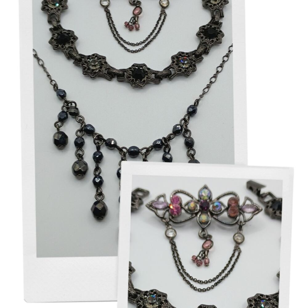 1928 Collection Necklace & Bracelet Set + Bonus Rhinestone Brooch